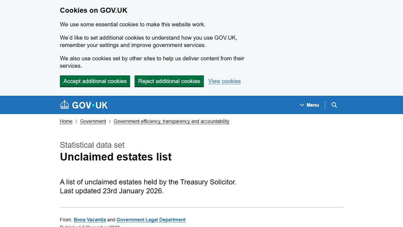 Unclaimed estates list - GOV.UK